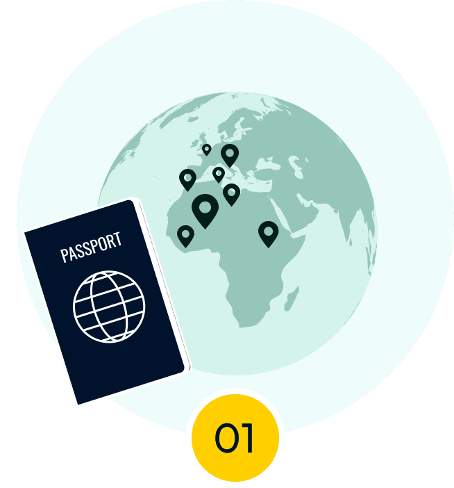 Passport with globe