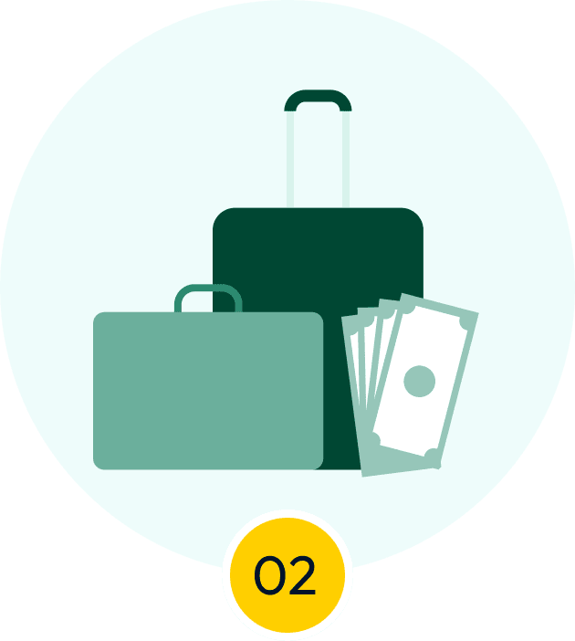 Two suitcases and cash