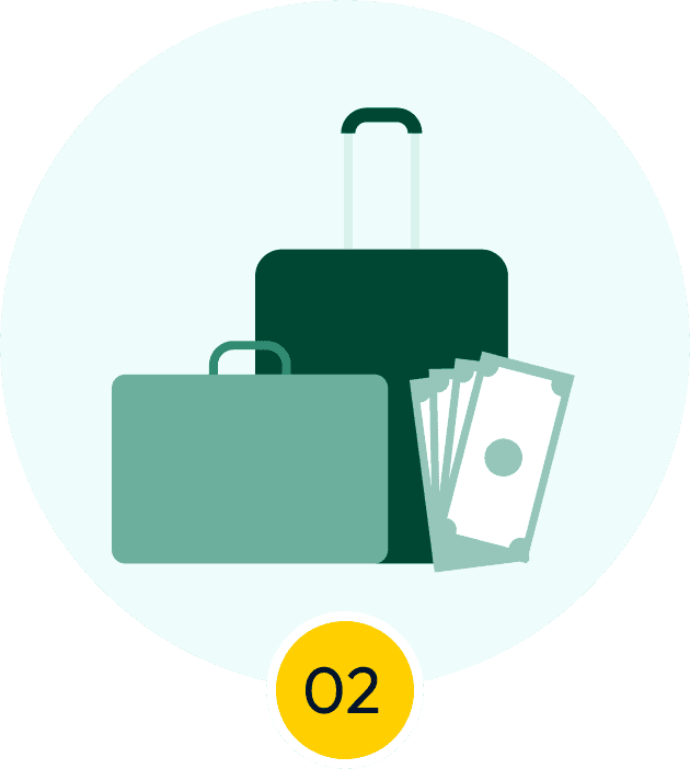 Two suitcases and cash